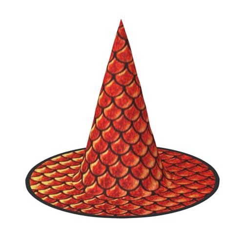 AYYQWE Roter Fischschuppen-Druck, bequemer Halloween-Hexenhut, Unisex, für Partys, Karneval, Weihnachten und Cosplay von AYYQWE