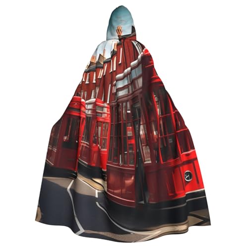AYYQWE Roter London-Umhang mit Straßendruck, Halloween, Kapuzenumhang, Unisex, für Erwachsene, für Karneval, Cosplay, Festivals, Partys von AYYQWE
