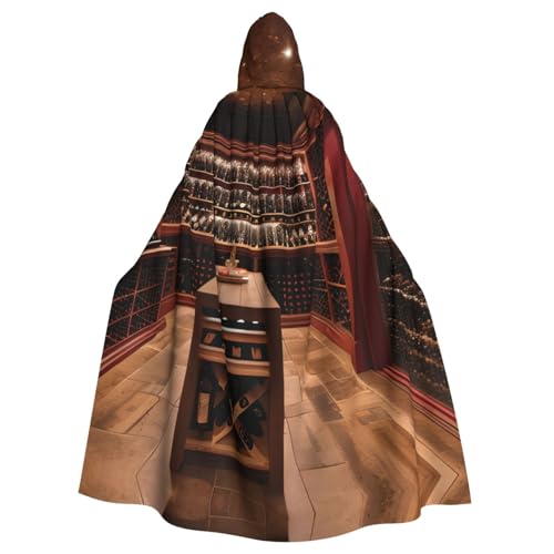 AYYQWE Roter Weinkeller-Druck, Halloween-Kapuzenumhang, Unisex, für Erwachsene, für Karneval, Cosplay, Festivals, Partys von AYYQWE