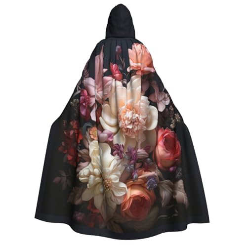 AYYQWE Schöner Blumenumhang mit Kapuze, Unisex, Erwachsene, warmer Umhang, Halloween-Kostüm, Cosplay, Karneval-Thema von AYYQWE