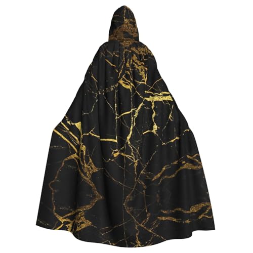 AYYQWE Schwarzer Marmor-Druck, Halloween-Umhang mit Kapuze, Unisex, für Erwachsene, für Karneval, Cosplay, Festivals, Partys von AYYQWE