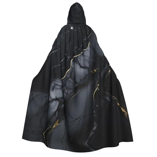 AYYQWE Schwarzer Marmor-Druck, Unisex, Erwachsene, Kapuzenumhang, warmer Umhang, Halloween-Kostüm, Cosplay, Karneval-Thema von AYYQWE