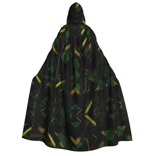 AYYQWE Schwarzer grüner und goldener geometrischer Druck, Unisex, Erwachsene, Kapuzenumhang, warmer Umhang, Halloween-Kostüm, Cosplay, Karneval-Thema von AYYQWE