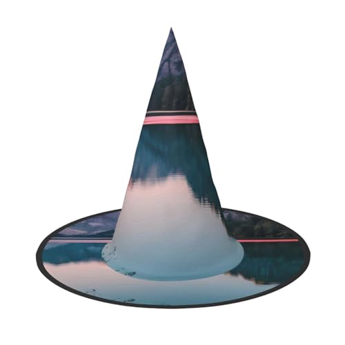 AYYQWE See- und Sonnenuntergang-Druck, bequemer Halloween-Hexenhut, Unisex, für Partys, Karneval, Weihnachten und Cosplay von AYYQWE