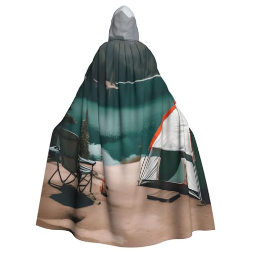 AYYQWE Serenity Lake Camping-Druck, Halloween, Kapuzenumhang, Unisex, Erwachsene, Umhang für Karneval, Cosplay, Festivals, Partys von AYYQWE