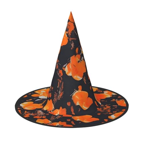 AYYQWE Set mit kunstvollem Blumendruck, bequemer Halloween-Hexenhut, Unisex, für Partys, Karneval, Weihnachten und Cosplay von AYYQWE