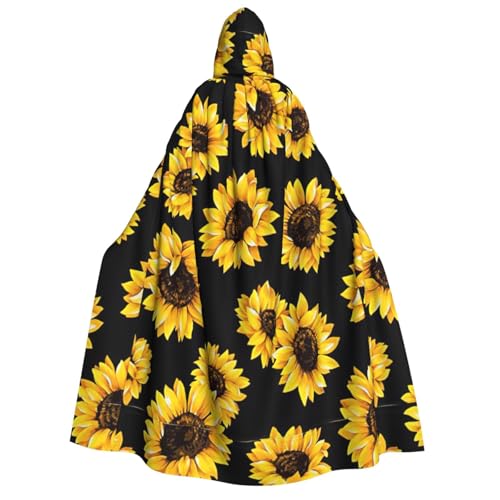 AYYQWE Sonnenblumen-Aufdruck, Unisex, Erwachsene, Kapuzenumhang, warmer Umhang, Halloween-Kostüm, Cosplay, Karneval, Thema von AYYQWE