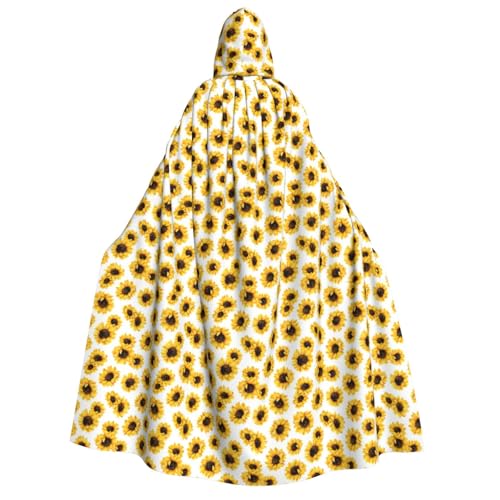AYYQWE Sonnenblumen-Druck, Unisex, Erwachsene, Kapuzenumhang, warmer Umhang, Halloween-Kostüm, Cosplay, Karneval-Thema von AYYQWE