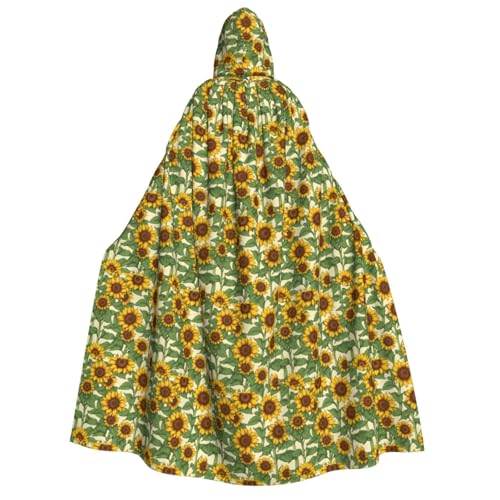 AYYQWE Sonnenblumen-Druck, Unisex, Erwachsene, Kapuzenumhang, warmer Umhang, Halloween-Kostüm, Cosplay, Karneval-Thema von AYYQWE