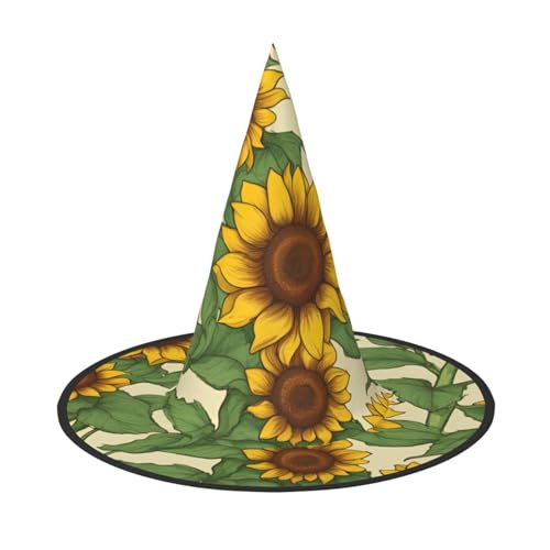 AYYQWE Sonnenblumen-Druck, bequemer Halloween-Hexenhut, Unisex, für Partys, Karneval, Weihnachten und Cosplay AYYQWE Sonnenblumen-Druck, bequemer Halloween-Hexenhut, Unisex, für Partys, Karneval, Weihnachten und Cosplay von AYYQWE