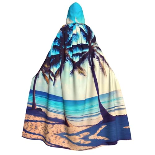 AYYQWE Strandpalmen 1 Druck Unisex Erwachsene Kapuzenumhang Warm Umhang Halloween Kostüm Cosplay Karneval Thema von AYYQWE