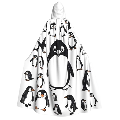 AYYQWE Süßer Pinguin-Druck, Unisex, Erwachsene, Kapuzenumhang, warmer Umhang, Halloween-Kostüm, Cosplay, Karneval, Thema von AYYQWE
