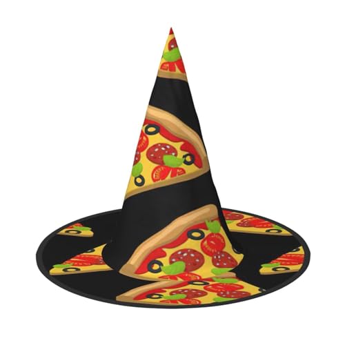 AYYQWE Tasty Pizza Print Bequemer Halloween Hexenhut Unisex für Partys Karneval Weihnachten und Cosplay von AYYQWE