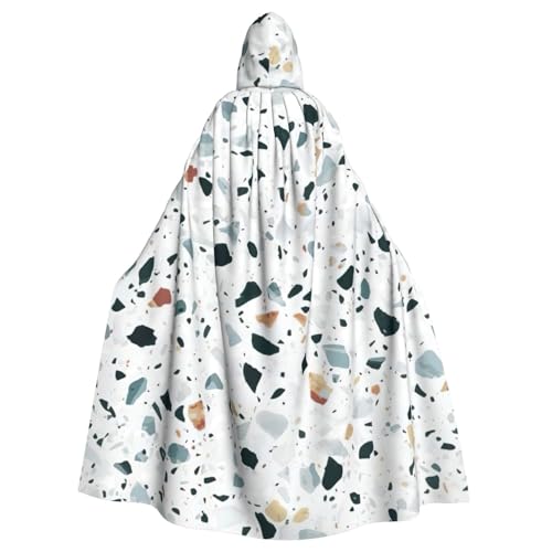 AYYQWE Terrazzo Kapuzenumhang mit Marmor, Pastelldruck, Halloween, Unisex, Erwachsene, Umhang für Karneval, Cosplay, Festivals, Partys von AYYQWE