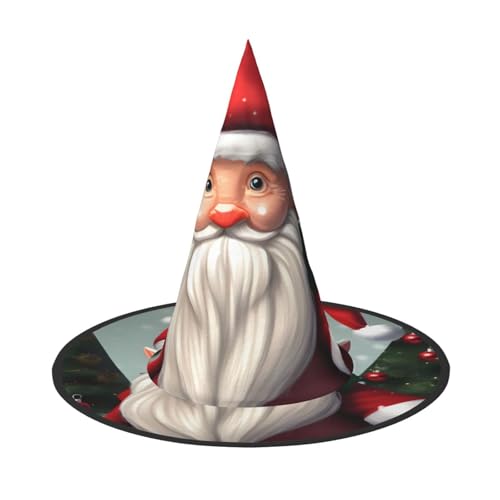 AYYQWE Traditioneller Weihnachtswichtel-Druck, bequemer Halloween-Hexenhut, Unisex, für Partys, Karneval, Weihnachten und Cosplay von AYYQWE