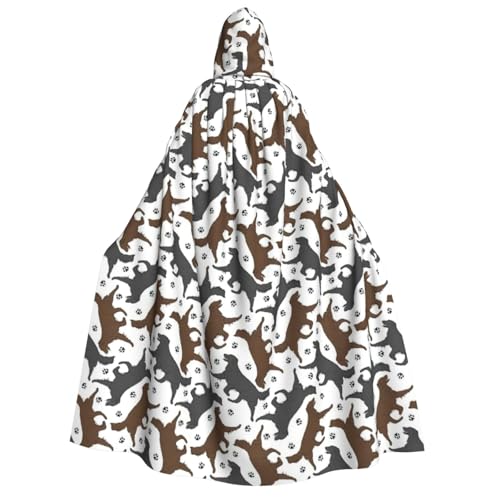 AYYQWE Trotting Flat Coated Retrievers Paw Print Unisex Erwachsene Kapuzenumhang Warm Umhang Halloween Kostüm Cosplay Karneval Thema von AYYQWE