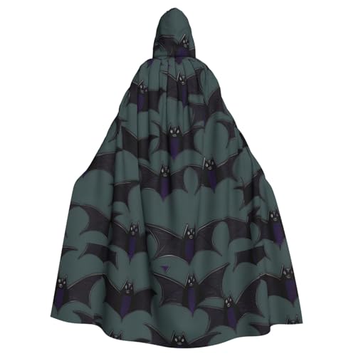 AYYQWE Umhang mit Fledermausmuster, für Halloween, mit Kapuze, Unisex, für Erwachsene, für Karneval, Cosplay, Festivals, Partys von AYYQWE