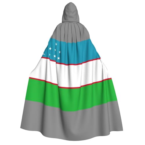 AYYQWE Umhang mit Kapuze, Motiv: Flagge der Republik Usbekistan, Unisex, für Erwachsene, warmer Umhang, Halloween-Kostüm, Cosplay, Karneval, Thema von AYYQWE