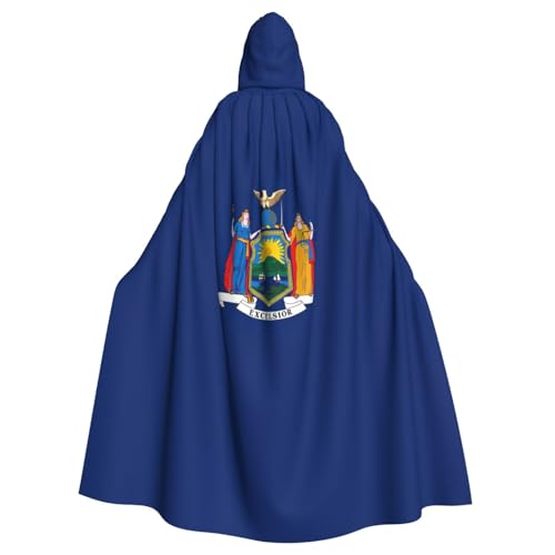 AYYQWE Umhang mit Kapuze, Motiv: New Yorker Staatsflagge, Unisex, für Erwachsene, für Karneval, Cosplay, Festivals, Partys von AYYQWE