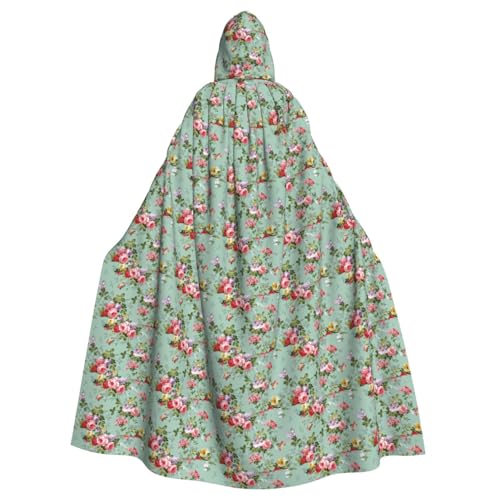 AYYQWE Umhang mit Kapuze und Blumendruck, Unisex, für Erwachsene, für Karneval, Cosplay, Festivals, Partys von AYYQWE
