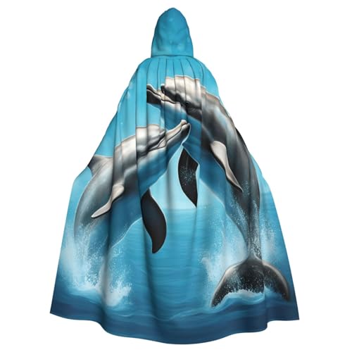 AYYQWE Umhang mit Kapuze und Delfinen, Unisex, für Erwachsene, für Karneval, Cosplay, Festivals, Partys von AYYQWE