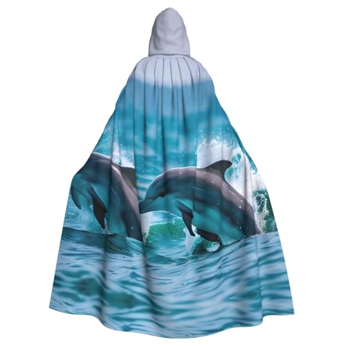 AYYQWE Umhang mit Kapuze und Delfinen im Meer, Unisex, für Erwachsene, für Karneval, Cosplay, Festivals, Partys von AYYQWE