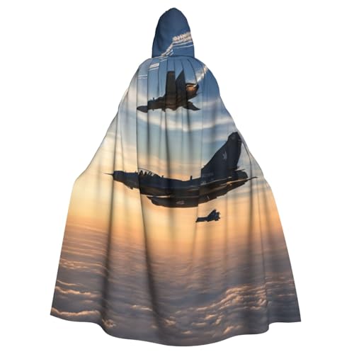 AYYQWE Umhang mit Kapuze und Flugzeug-Jets-Druck, Unisex, für Erwachsene, für Karneval, Cosplay, Festivals, Partys von AYYQWE