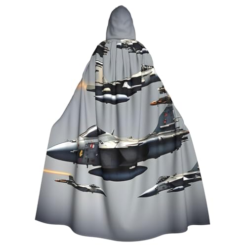 AYYQWE Umhang mit Kapuze und Flugzeug-Jets-Druck, Unisex, für Erwachsene, für Karneval, Cosplay, Festivals, Partys von AYYQWE