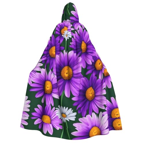 AYYQWE Umhang mit Kapuze und Gänseblümchen-Aufdruck, Unisex, für Erwachsene, warm, Halloween-Kostüm, Cosplay, Karnevalsmotiv von AYYQWE