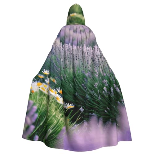 AYYQWE Umhang mit Kapuze und Lavendel- und Gänseblümchen-Druck, Unisex, für Erwachsene, für Karneval, Cosplay, Festivals, Partys von AYYQWE