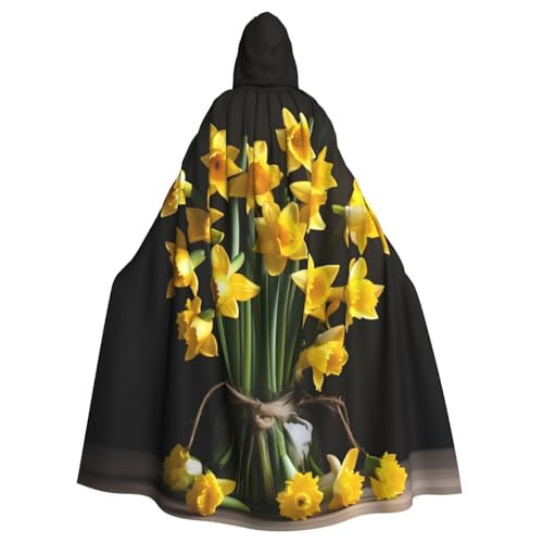 AYYQWE Umhang mit Kapuze und Narzissen-Druck, Unisex, für Erwachsene, für Karneval, Cosplay, Festivals, Partys AYYQWE Umhang mit Kapuze und Narzissen-Druck, Unisex, für Erwachsene, für Karneval, Cosplay, Festivals, Partys von AYYQWE