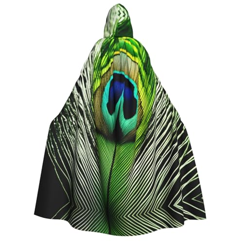 AYYQWE Umhang mit Kapuze und Pfauenfeder-Druck, Unisex, für Erwachsene, warmer Umhang, Halloween-Kostüm, Cosplay, Karneval, Thema von AYYQWE