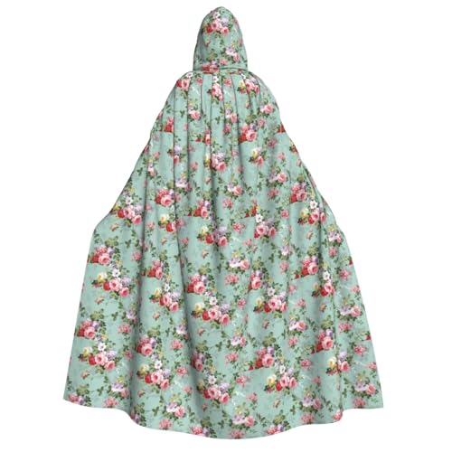 AYYQWE Umhang mit Kapuze und Pfingstrosen-Druck, Unisex, für Erwachsene, warm, Halloween-Kostüm, Cosplay, Karneval-Thema von AYYQWE