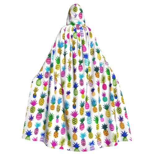 AYYQWE Umhang mit Kapuze und Regenbogen-Ananas-Druck, Unisex, für Erwachsene, für Karneval, Cosplay, Festivals, Partys von AYYQWE