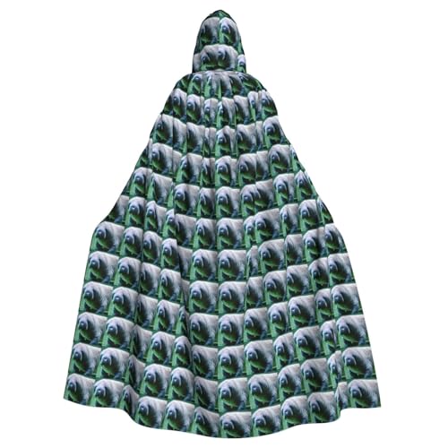 AYYQWE Umhang mit Kapuze und Seekuh, Tiere, Kalbs-Druck, Unisex, Erwachsene, für Karneval, Cosplay, Festivals, Partys von AYYQWE