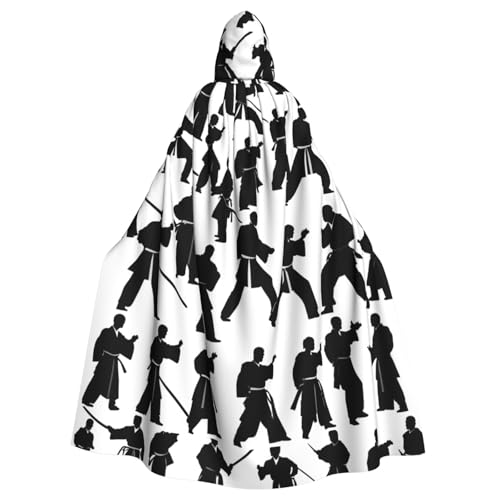 AYYQWE Umhang mit Kapuze und Silhouetten von Kampfkunst, Unisex, für Erwachsene, für Karneval, Cosplay, Festivals, Partys von AYYQWE