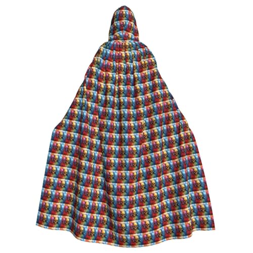 AYYQWE Umhang mit Kapuze und Totenkopf-Aufdruck, Unisex, für Erwachsene, Karneval, Cosplay, Festivals, Partys von AYYQWE