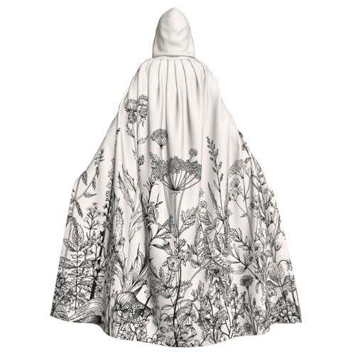 AYYQWE Umhang mit Kapuze und botanischer Gravur, für Halloween, Unisex, für Erwachsene, für Karneval, Cosplay, Festivals, Partys von AYYQWE