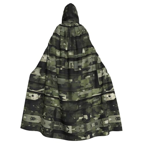 AYYQWE Umhang mit Kapuze und digitalem Camouflage-Druck, Unisex, für Erwachsene, für Karneval, Cosplay, Festivals, Partys von AYYQWE