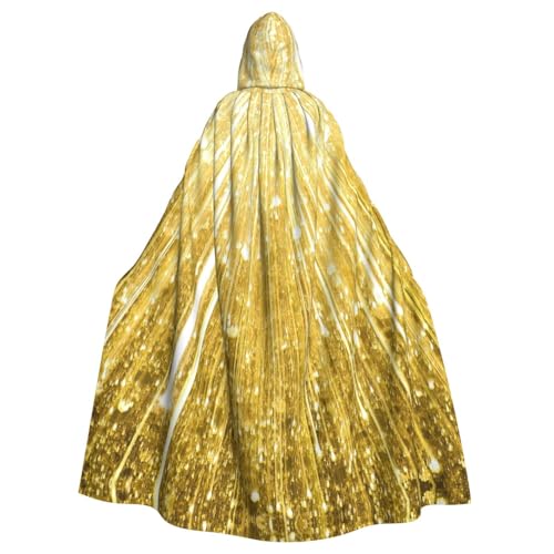 AYYQWE Umhang mit Kapuze und goldfarbenem Glitzer-Aufdruck, Unisex, für Erwachsene, für Karneval, Cosplay, Festivals, Partys von AYYQWE