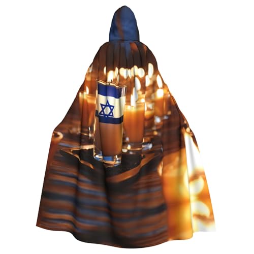 AYYQWE Umhang mit Kapuze und israelischer Flagge, Unisex, für Erwachsene, für Karneval, Cosplay, Festivals, Partys von AYYQWE