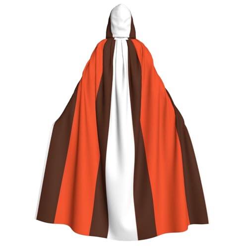 AYYQWE Umhang mit Kapuze und orangefarbenem und weißem Streifendruck, Unisex, für Erwachsene, warmes Umhang, Halloween-Kostüm, Cosplay, Karneval, Thema von AYYQWE