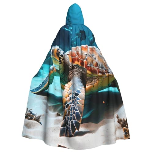 AYYQWE Umhang mit Meeresschildkröten-Aufdruck, für Halloween, Unisex, Erwachsene, für Karneval, Cosplay, Festivals, Partys von AYYQWE
