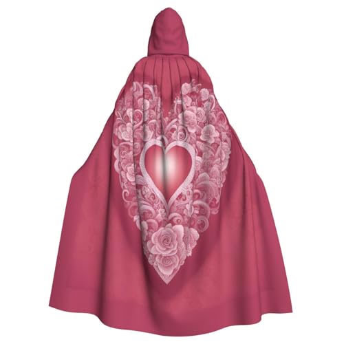 AYYQWE Umhang mit romantischem Herzaufdruck, für Halloween, Unisex, Erwachsene, für Karneval, Cosplay, Festivals, Partys von AYYQWE