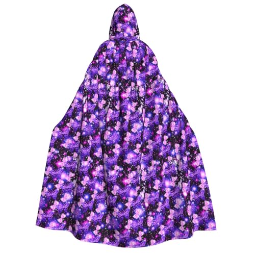 AYYQWE Violetter süßer Schmetterlings-Druck, Unisex, Erwachsene, Kapuzenumhang, warmer Umhang, Halloween-Kostüm, Cosplay, Karneval, Thema von AYYQWE