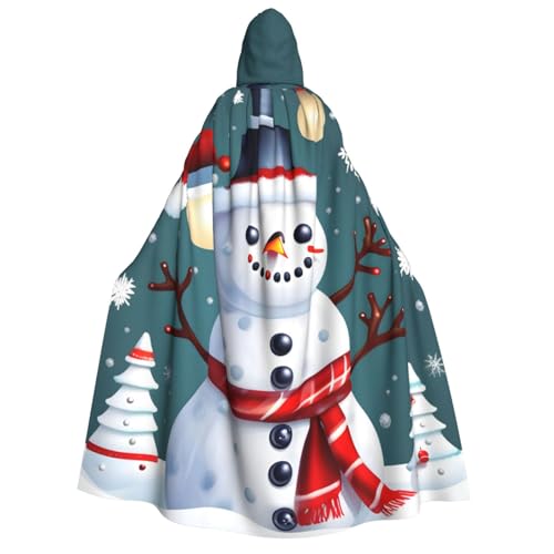 AYYQWE Weihnachtlicher Schneemann-Aufdruck, Unisex, Erwachsene, Kapuzenumhang, warmer Umhang, Halloween-Kostüm, Cosplay, Karneval-Thema von AYYQWE