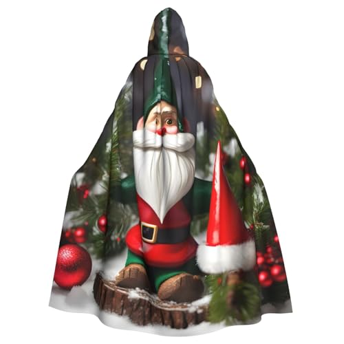 AYYQWE Weihnachtlicher traditioneller Zwergen-Druck, Halloween-Kapuzenumhang, Unisex, für Erwachsene, für Karneval, Cosplay, Festivals, Partys von AYYQWE
