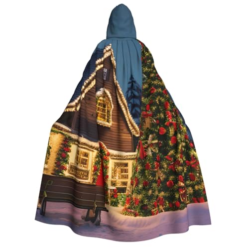 AYYQWE Weihnachtsumhang mit Kapuze, für Karneval, Dorf, Unisex, Erwachsene, warmer Umhang, Halloween-Kostüm, Cosplay, Karnevalsmotiv von AYYQWE