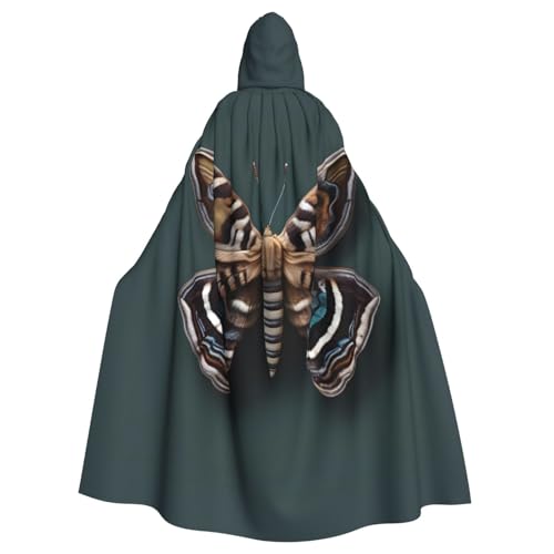 AYYQWE Wunderschöner Motten-Aufdruck, Halloween-Kapuzenumhang, Unisex, für Erwachsene, für Karneval, Cosplay, Festivals, Partys von AYYQWE