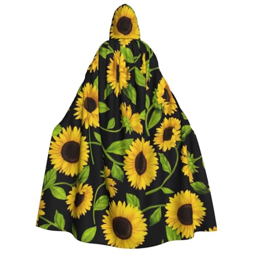 AYYQWE Wunderschöner Sonnenblumen-Druck, Unisex, Erwachsene, Kapuzenumhang, warmer Umhang, Halloween-Kostüm, Cosplay, Karneval-Thema von AYYQWE